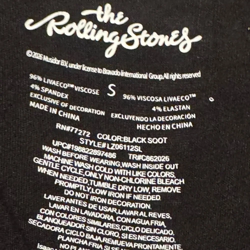 NWT Rolling Stones Pop Art Tongue Graphic Oversized Tee Women’s Small Black - Picture 3 of 4
